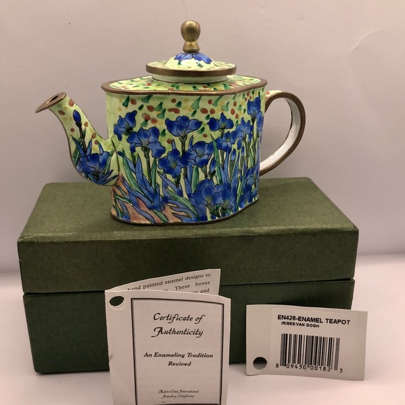 Vincent - Kelvin Chen Enamel Mini Hand Painted Teapot - Very Rare - Picture 3 of 8